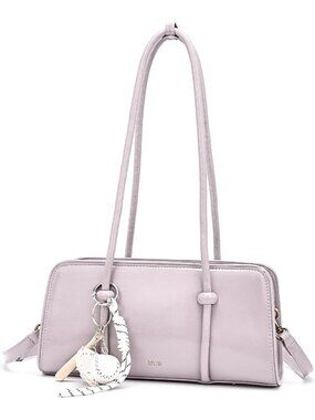 Women's Light Purple Multi Pocket Crossbody Handbag Spacious Top Handle Purse
